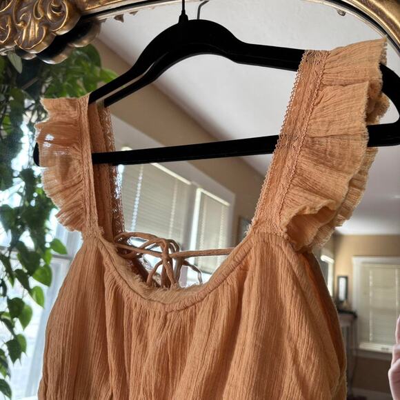 Free People Orange Bohemian Crop Top Small Festival Boho Hippie Fairycore - Picture 3 of 6